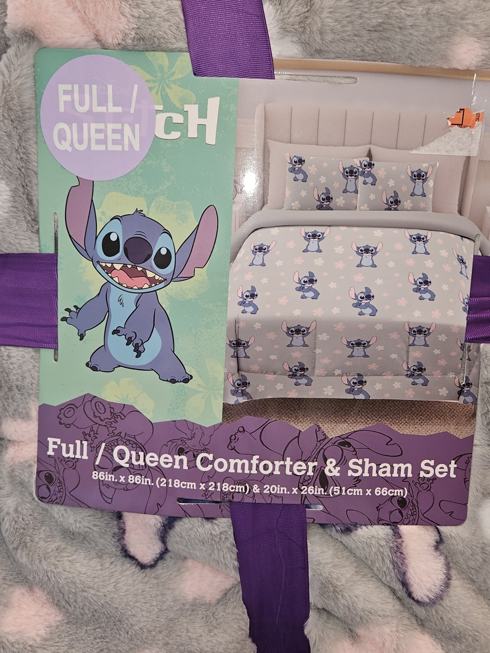 Disney Lilo & Stitch Full/Queen Comforter Set - Light Gray & Blue